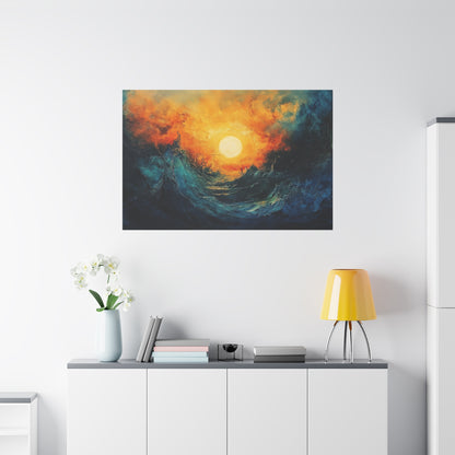 Sun Pierces The Waves Abstract Art - Canvas