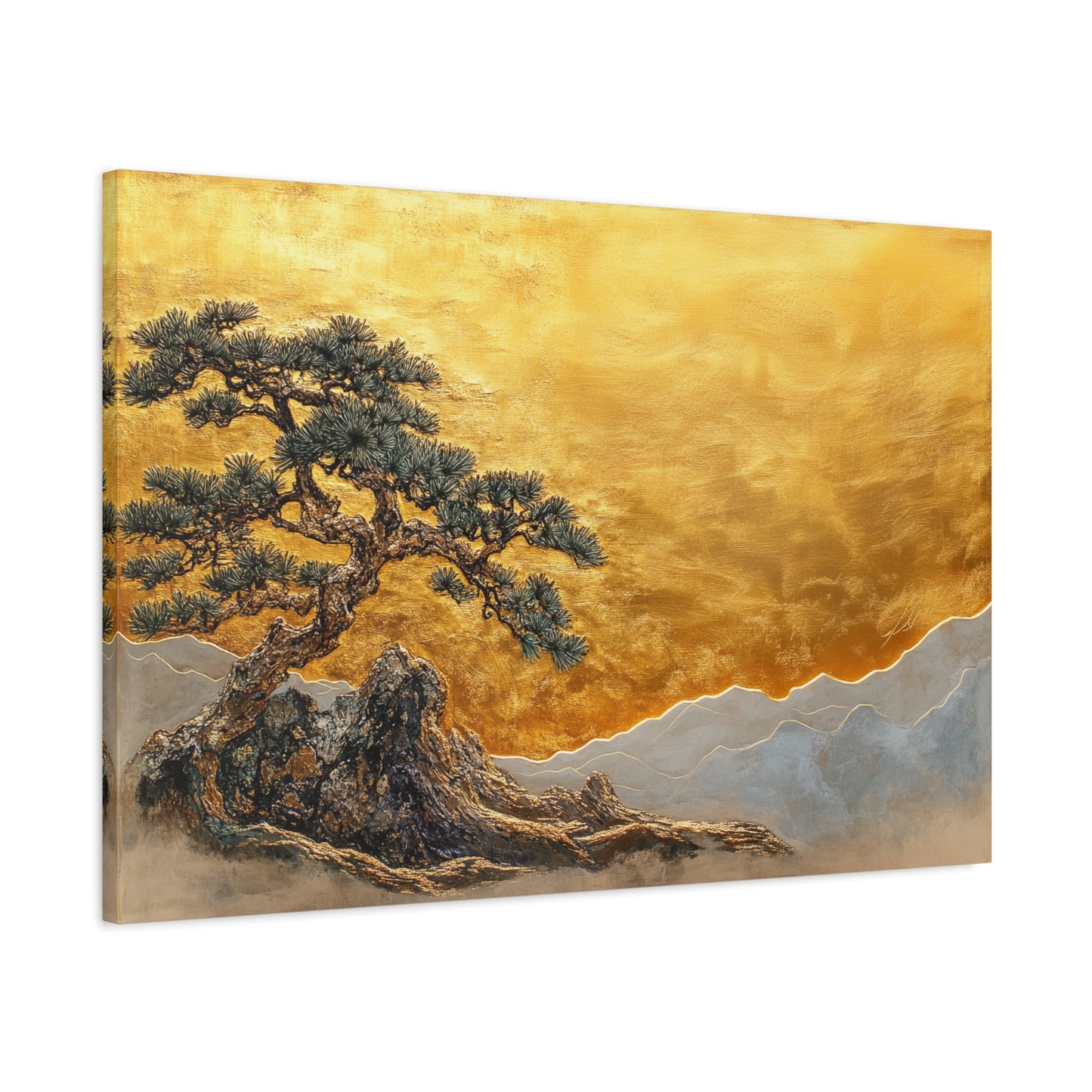 Gold Leaf Elegant Bonsai Tree - Canvas