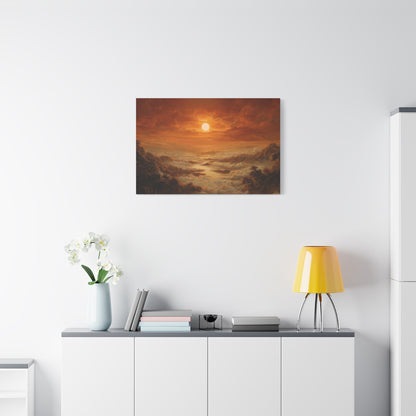 Red Dawn Sunset Landscape Art - Canvas