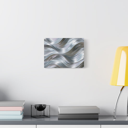 Silver Metallic Wave Art - Canvas