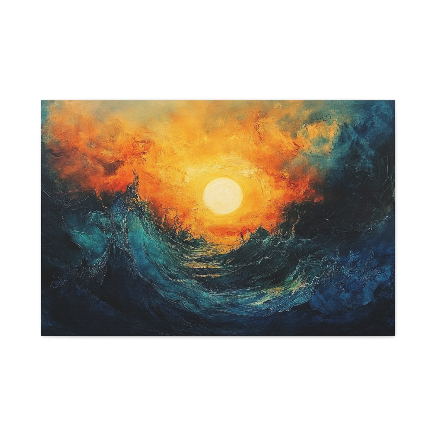 Sun Pierces The Waves Abstract Art - Canvas