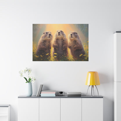 Three Groundhog Friends Marmot Art - Canvas