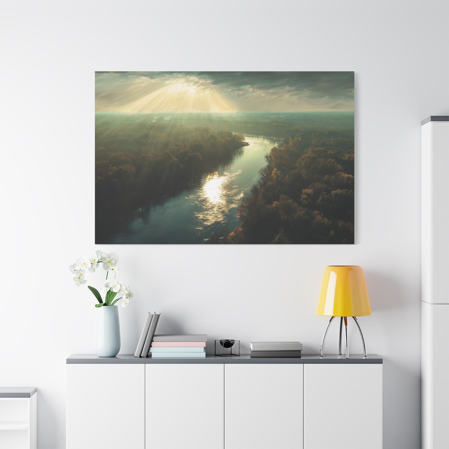 Beautiful Aerial River And Forest View - Canvas