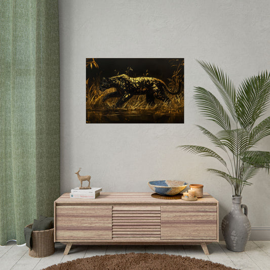 Gold Leaf Black Panther Animal Art - Premium Art Print