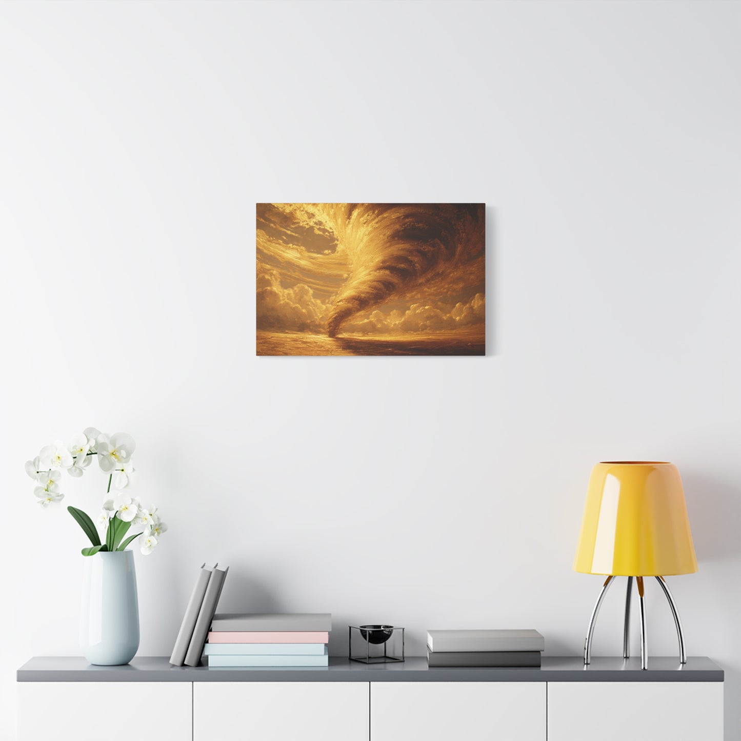 Gold Leaf Tornado Canvas Art - Tornado Art Decor