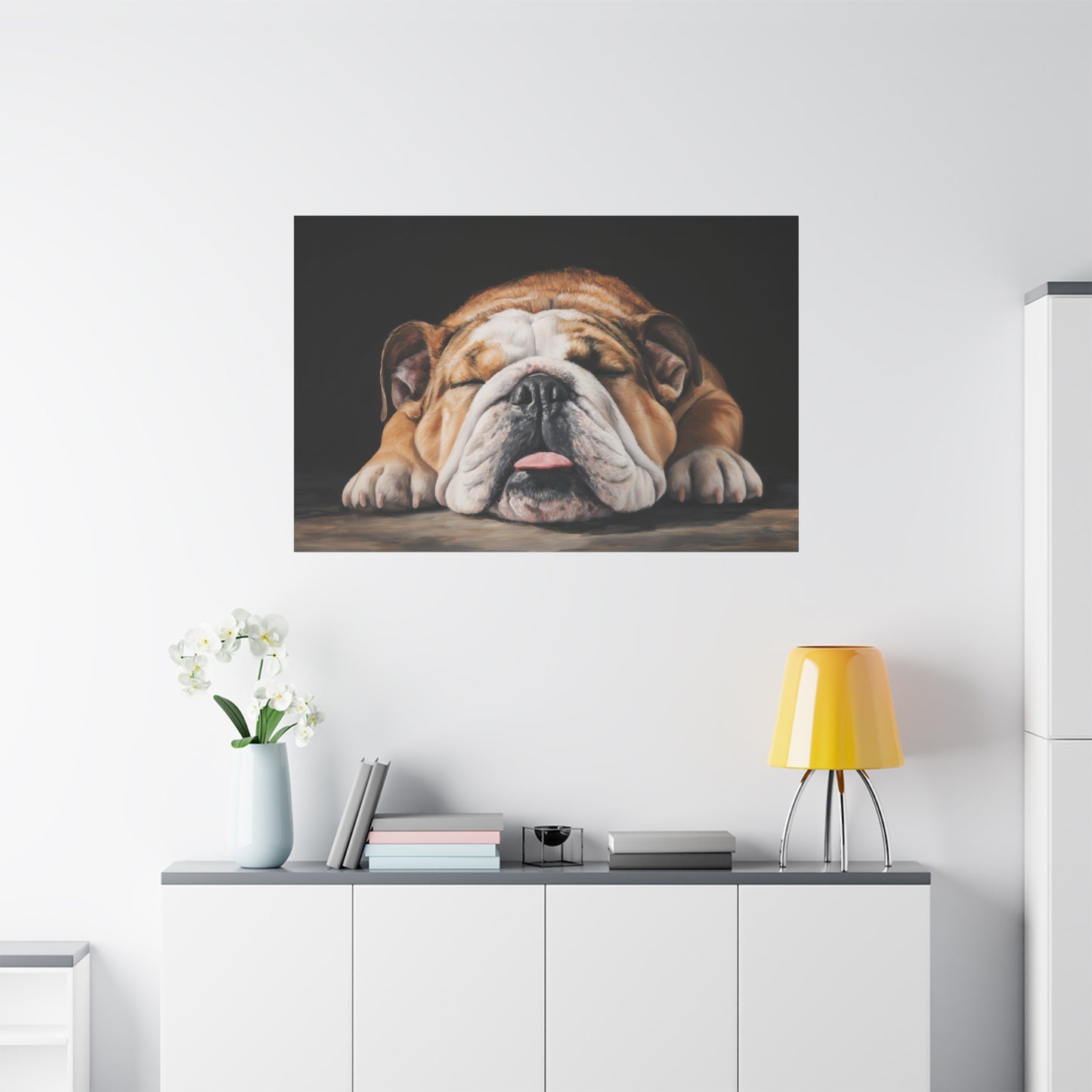 Sleeping Bulldog Canvas Art - Dog Wall Decor