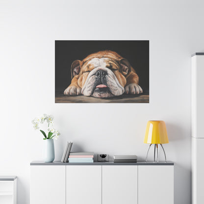 Sleeping Bulldog Canvas Art - Dog Wall Decor