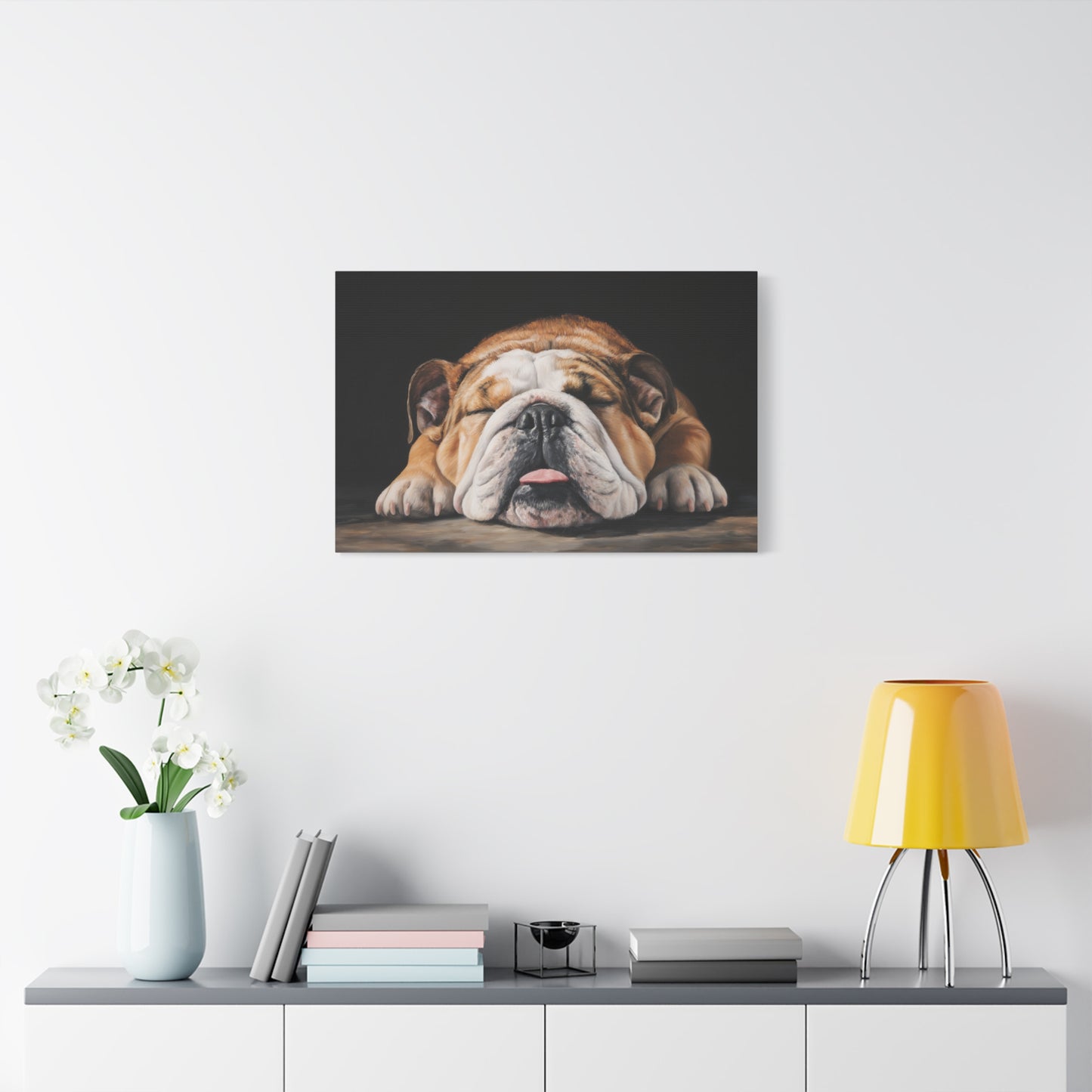 Sleeping Bulldog Canvas Art - Dog Wall Decor