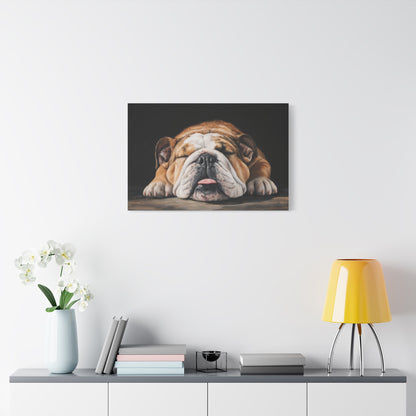 Sleeping Bulldog Canvas Art - Dog Wall Decor