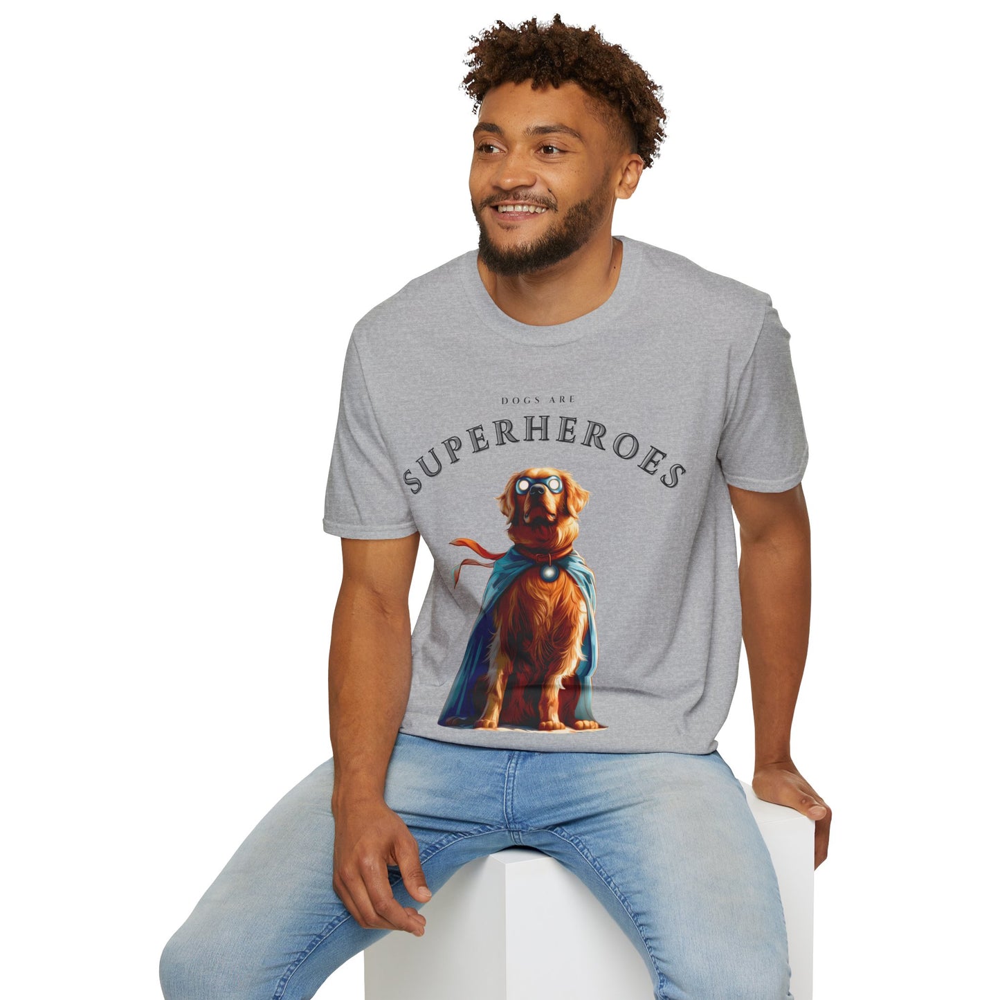 Dogs Are Superheroes: Golden Retriever, Unisex Softstyle T-Shirt