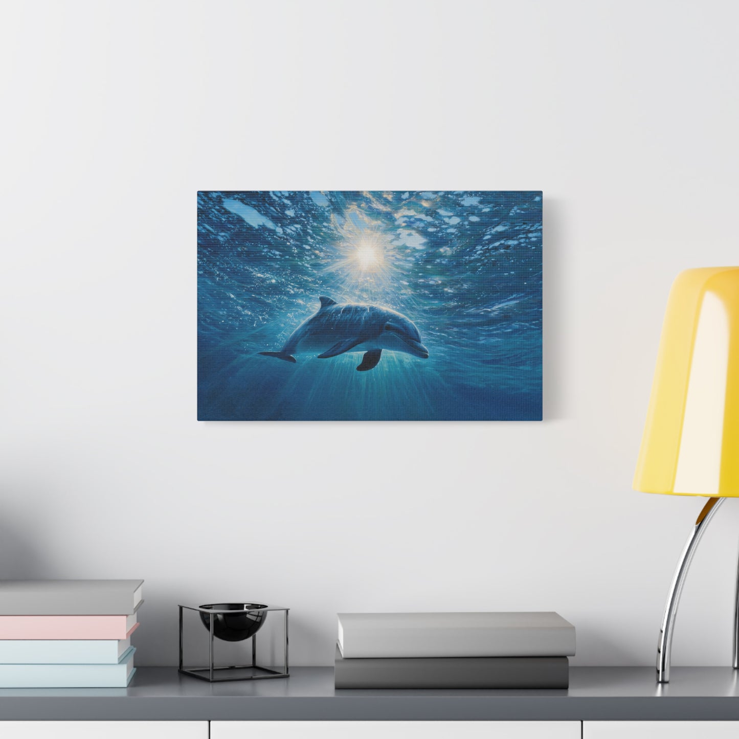 Sunlit Dolphin Underwater Art - Canvas