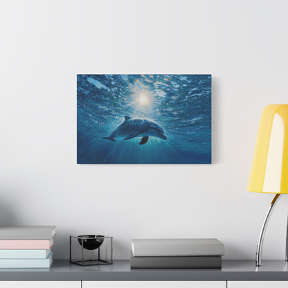 Sunlit Dolphin Underwater Art - Canvas