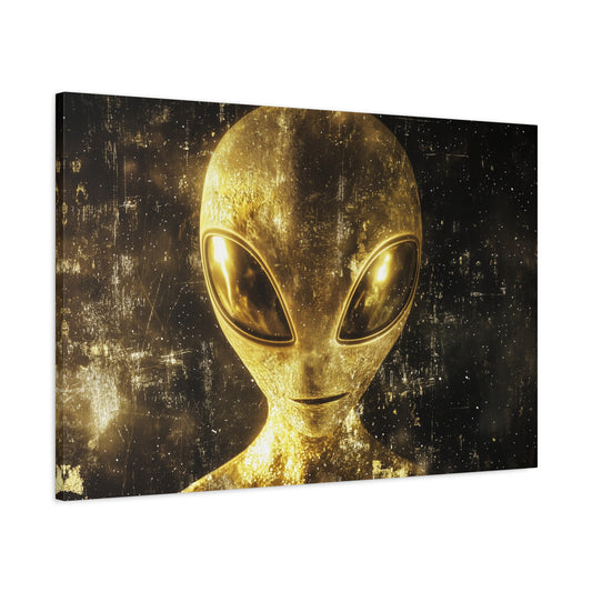 Gold Leaf Extraterrestrial Alien Art - Canvas