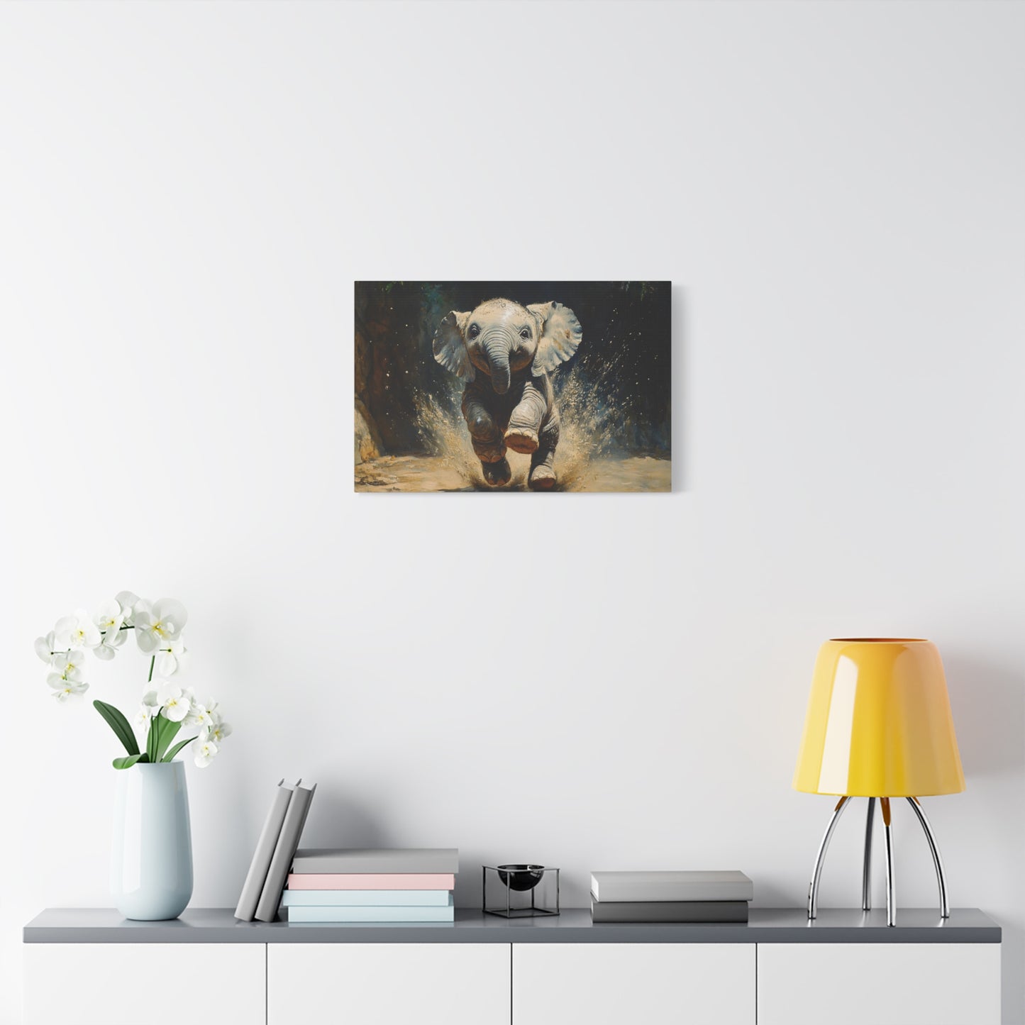 The Playful Elephant Calf Canvas Art