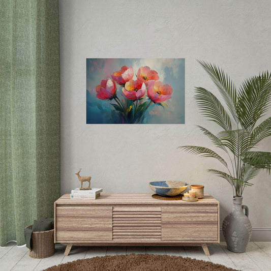 Pink Abstract Flowers - Premium Art Print