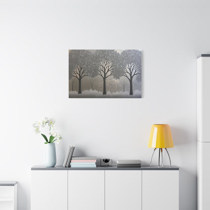 Silver Three Trees Art - Canvas