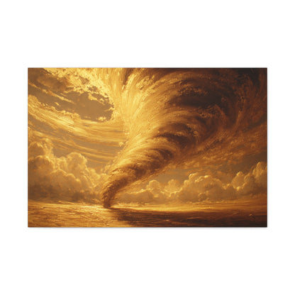 Gold Leaf Tornado Canvas Art - Tornado Art Decor