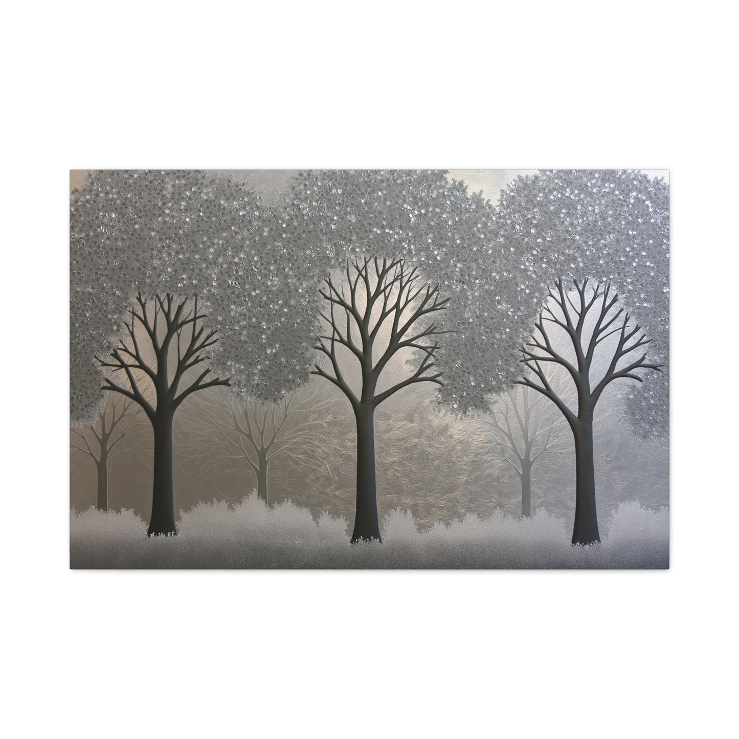 Silver Three Trees Art - Canvas
