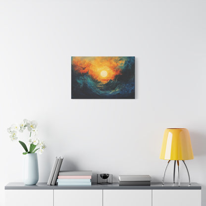 Sun Pierces The Waves Abstract Art - Canvas