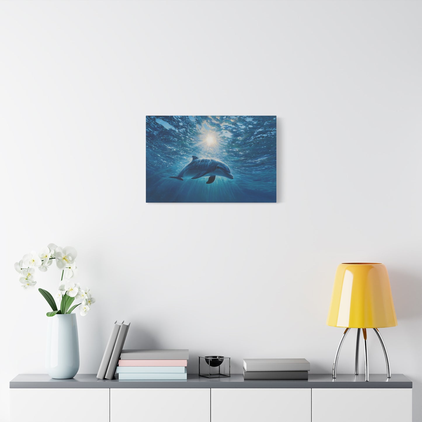 Sunlit Dolphin Underwater Art - Canvas