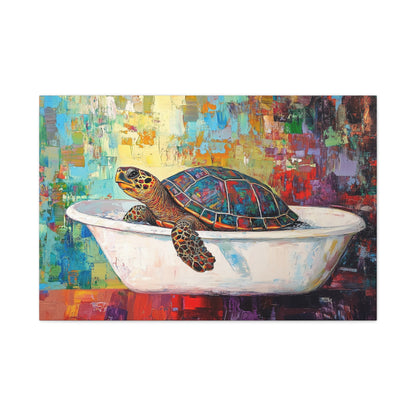 Colorful Turtle In A Bathtub - Canvas