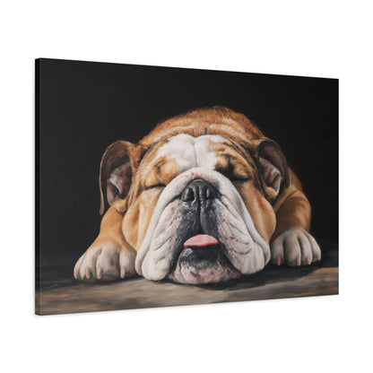 Sleeping Bulldog Canvas Art - Dog Wall Decor