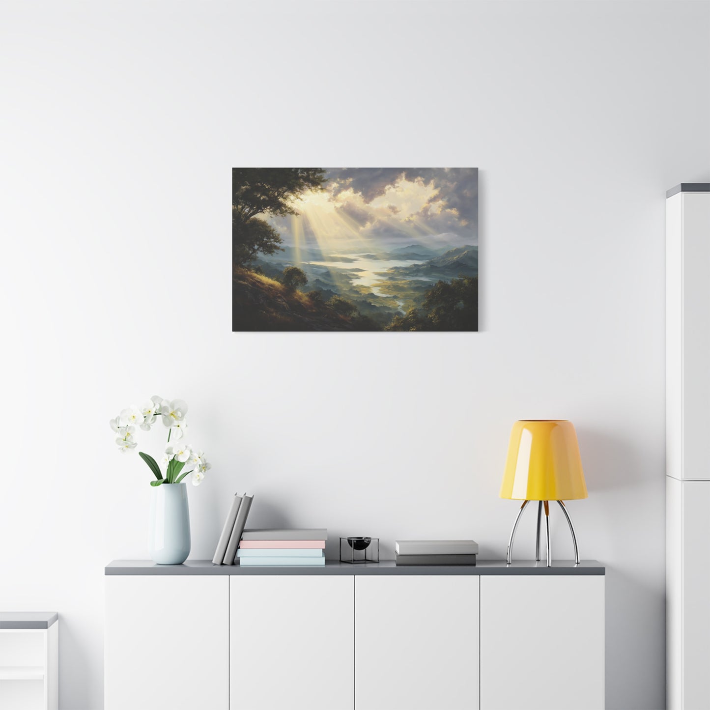 Sun Breaking Through Clouds Nature Art - Canvas