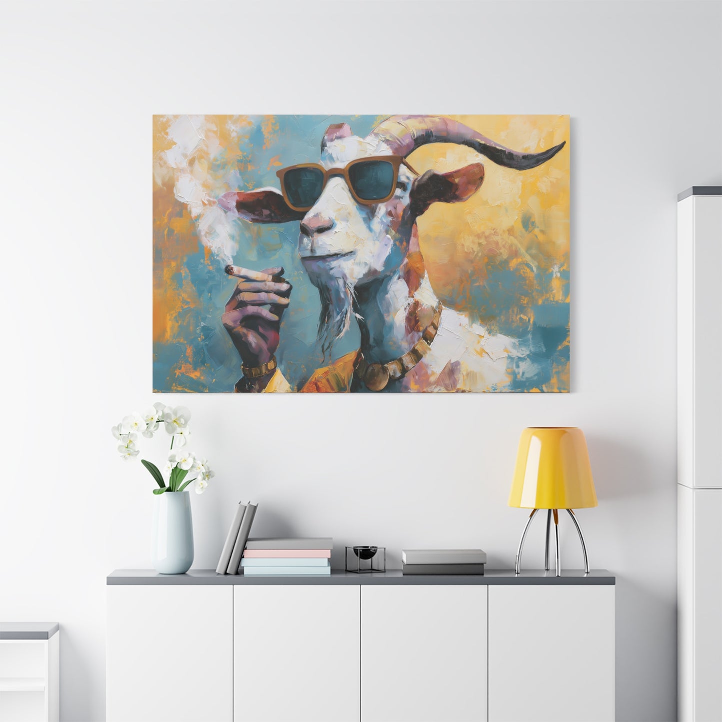Gangster Goat Canvas Art - Cool Animal Wall Decor
