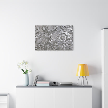 Metallic Silver Floral Art - Canvas