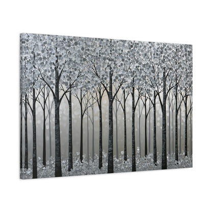 Silver Winter Forest Art - Canvas