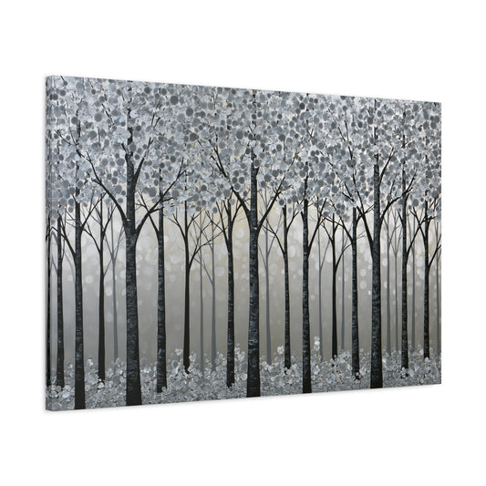 Silver Winter Forest Art - Canvas