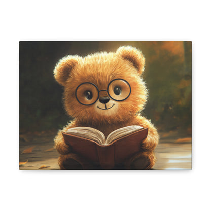 Adorable Teddy Bear Reading - Canvas