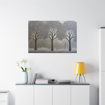 Silver Three Trees Art - Canvas