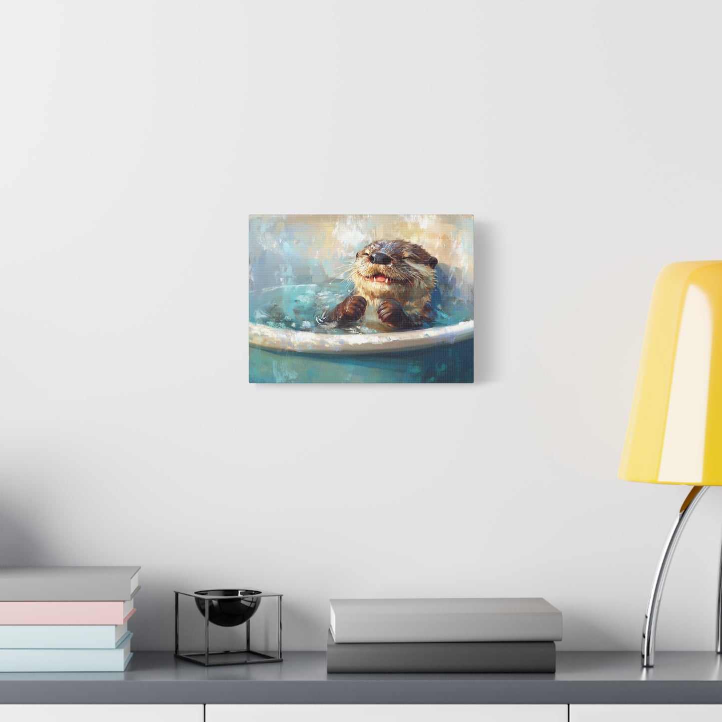 Playful Otter Taking A Bath - Canvas
