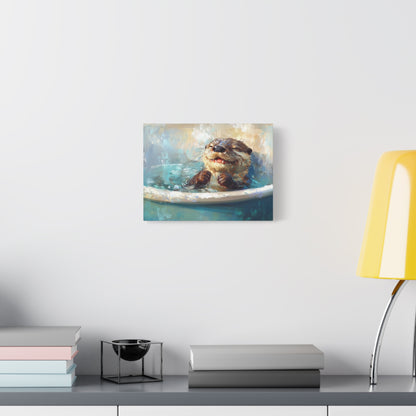 Playful Otter Taking A Bath - Canvas