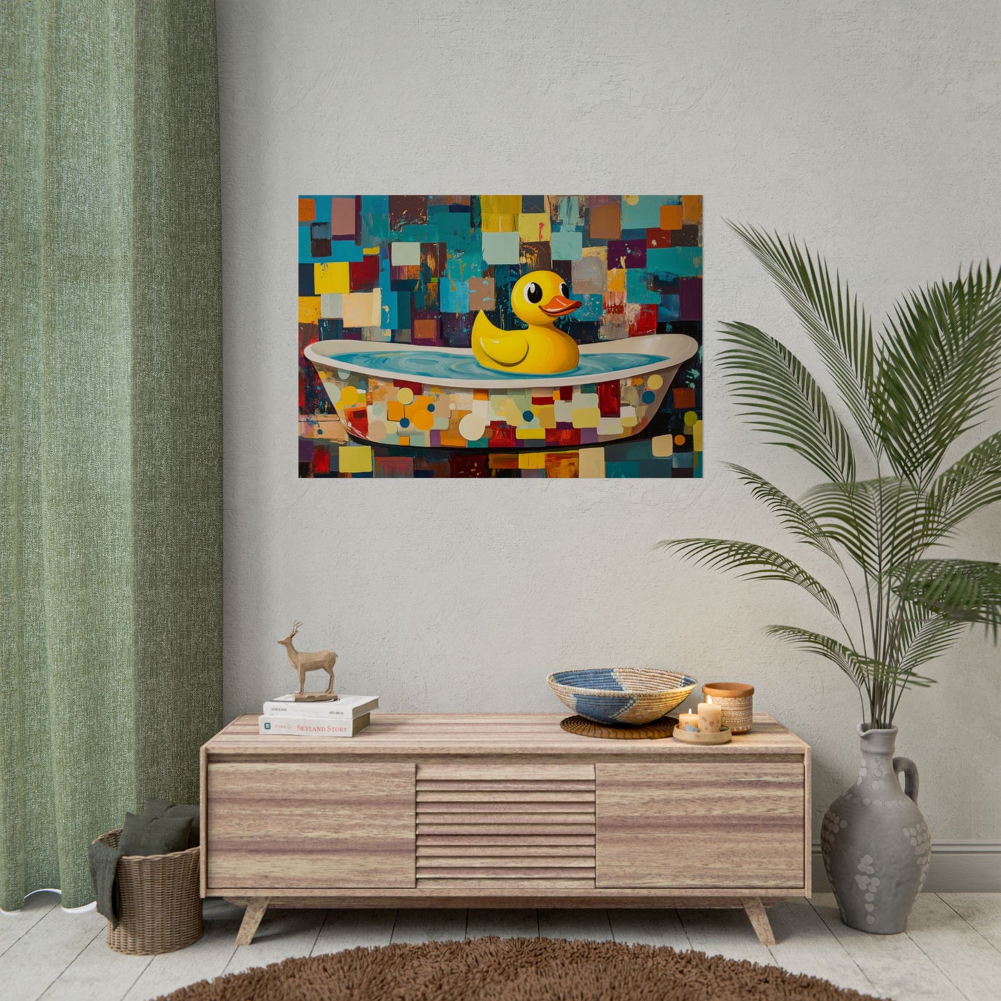 Yellow Rubber Ducky Bathtub Art - Premium Art Print