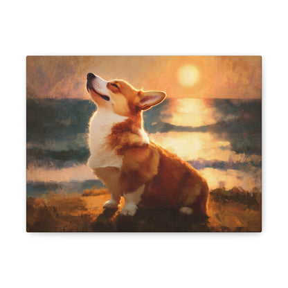 Corgi Sunbathing Canvas Art - Dog Wall Decor - Corgi Art