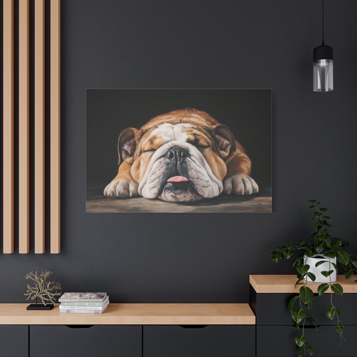 Sleeping Bulldog Canvas Art - Dog Wall Decor