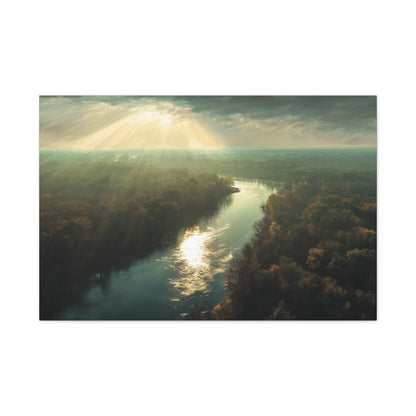 Beautiful Aerial River And Forest View - Canvas