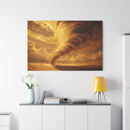 Gold Leaf Tornado Canvas Art - Tornado Art Decor