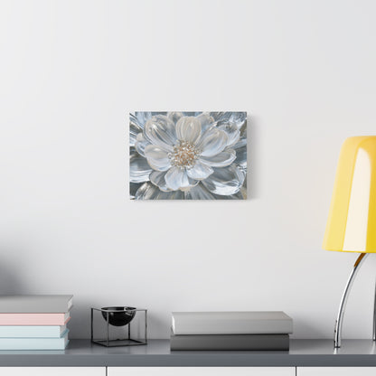 Silver White Floral Art - Canvas