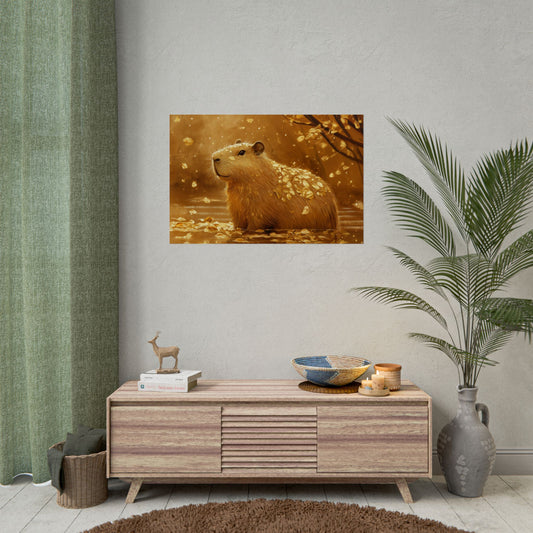 Gold Leaf Capybara Art - Premium Art Print
