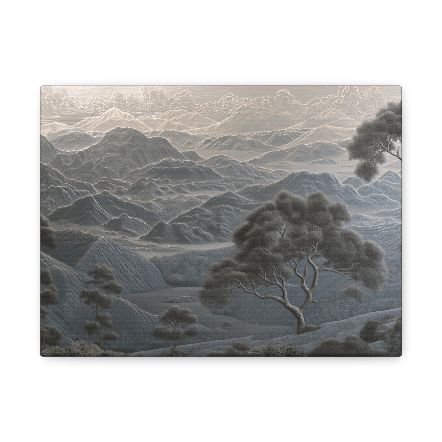 Serene Misty Mountain Landscape Art - Canvas