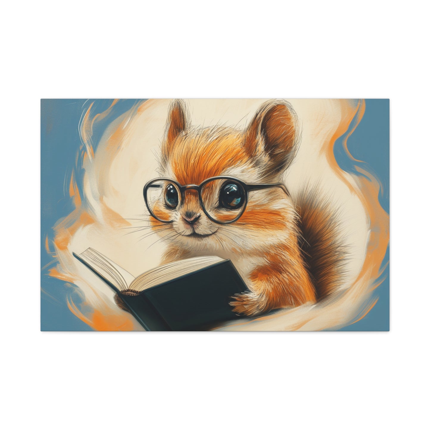 Whimsical Chipmunk Reading A Book - Canvas