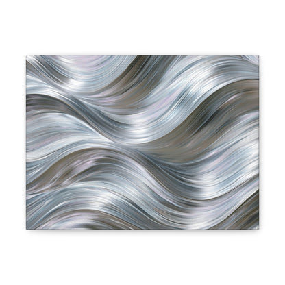 Silver Metallic Wave Art - Canvas