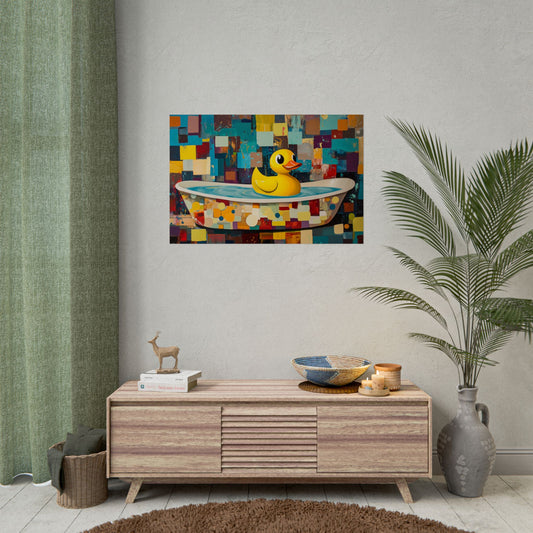 Yellow Rubber Ducky Bathtub Art - Premium Art Print