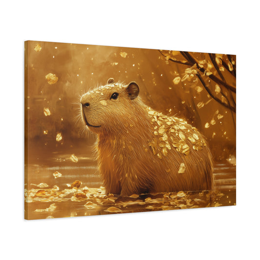 Gold Leaf Capybara Art - Canvas