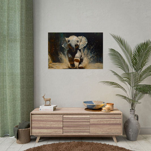 Playful Baby Elephant - Premium Art Print