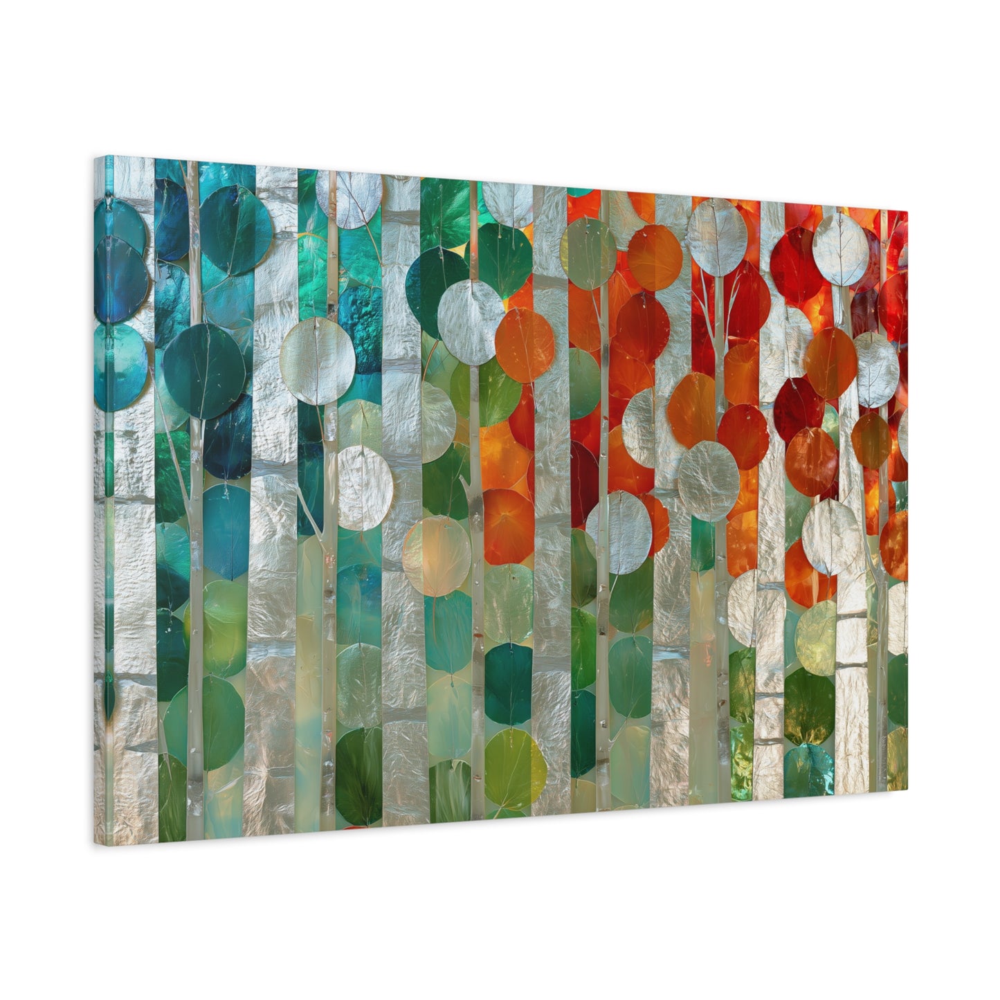 Silver Nature Abstract Color Circle Art - Canvas