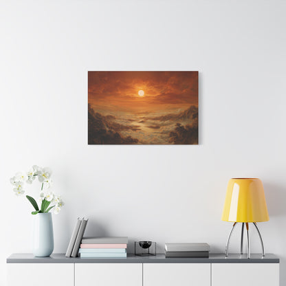 Red Dawn Sunset Landscape Art - Canvas